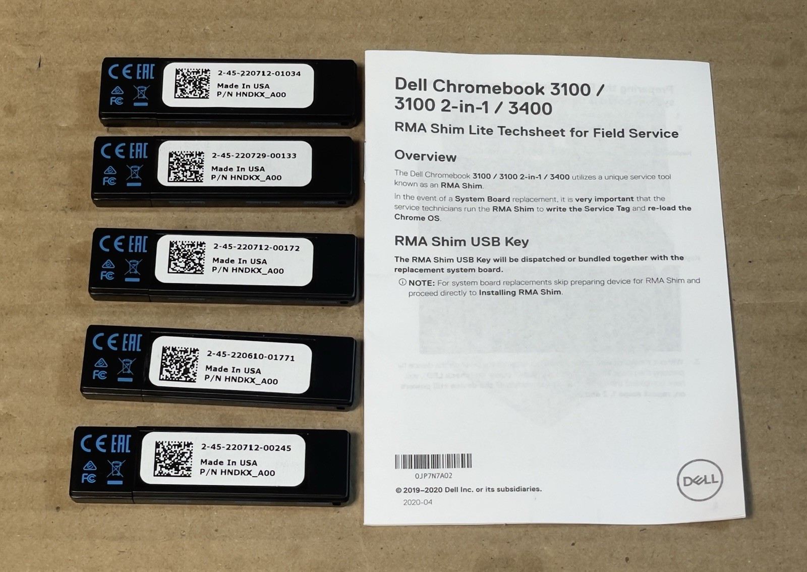 5x Dell Chromebook 3100/3100 2-in-1/ 3400 Field Service RMA Shim Lite D/P HNDKX