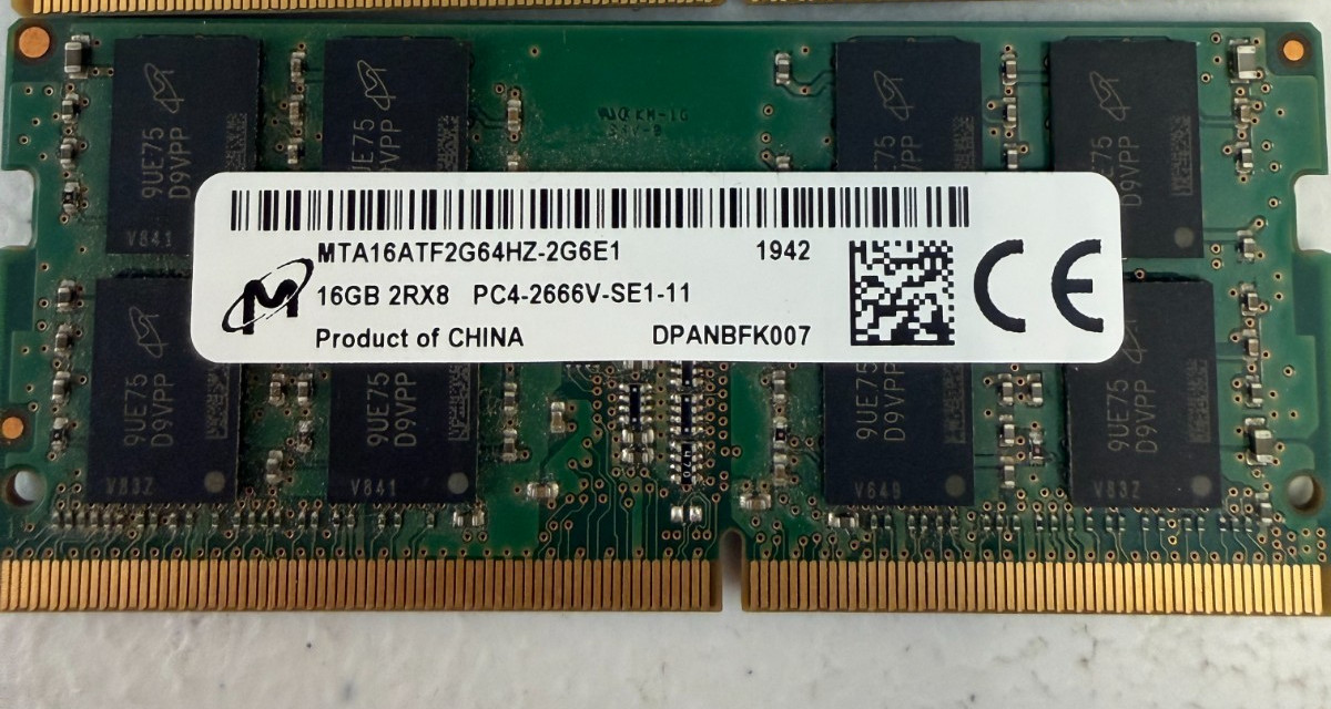 MICRON 16GB 2RX8 PC4-2666V-SE1-11-MTA16ATF2G64HZ-2G6E1-LAPTOP MEMORY