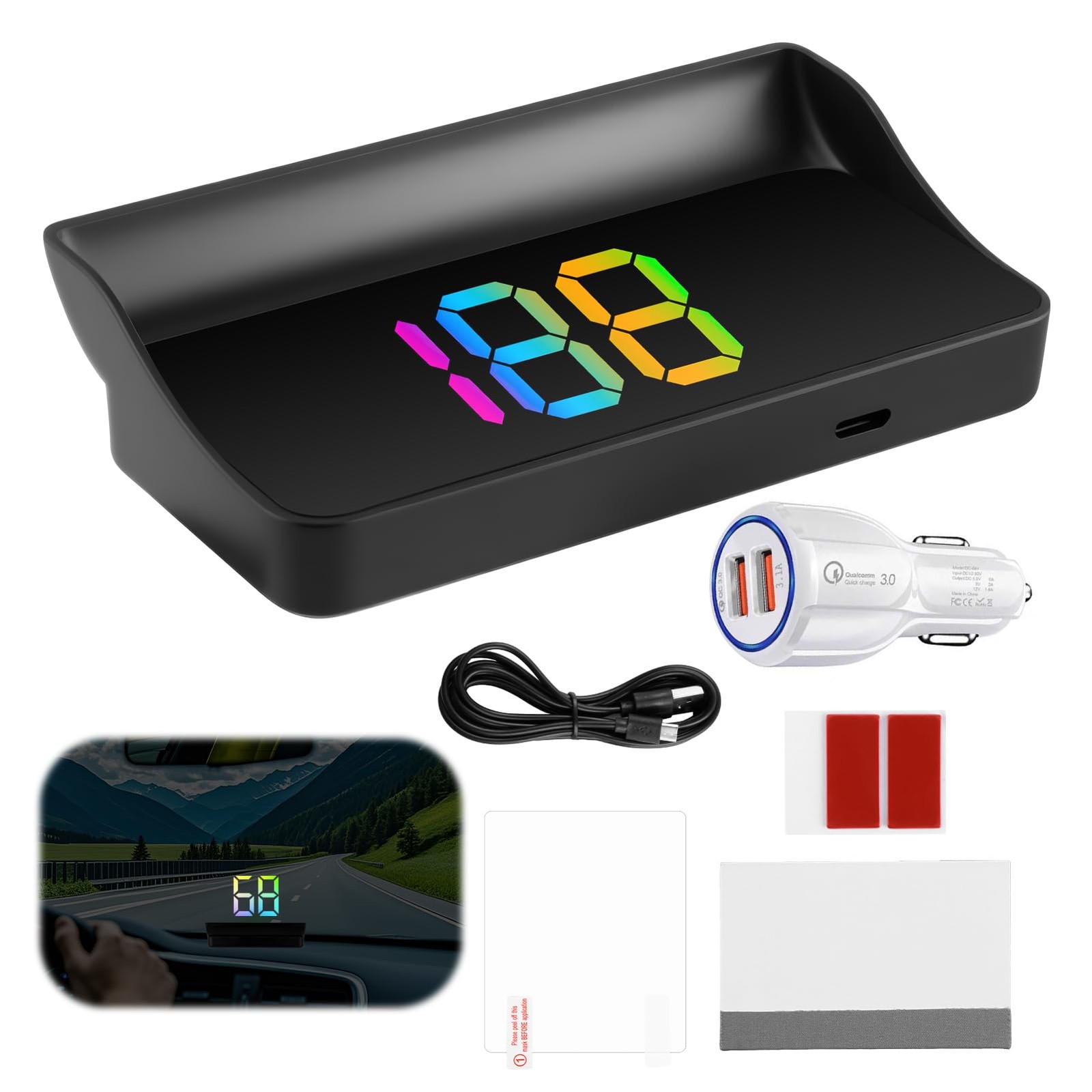 GUGUMO Heads Up Display for Cars, Universal MPH GPS Digital Speedometer with …