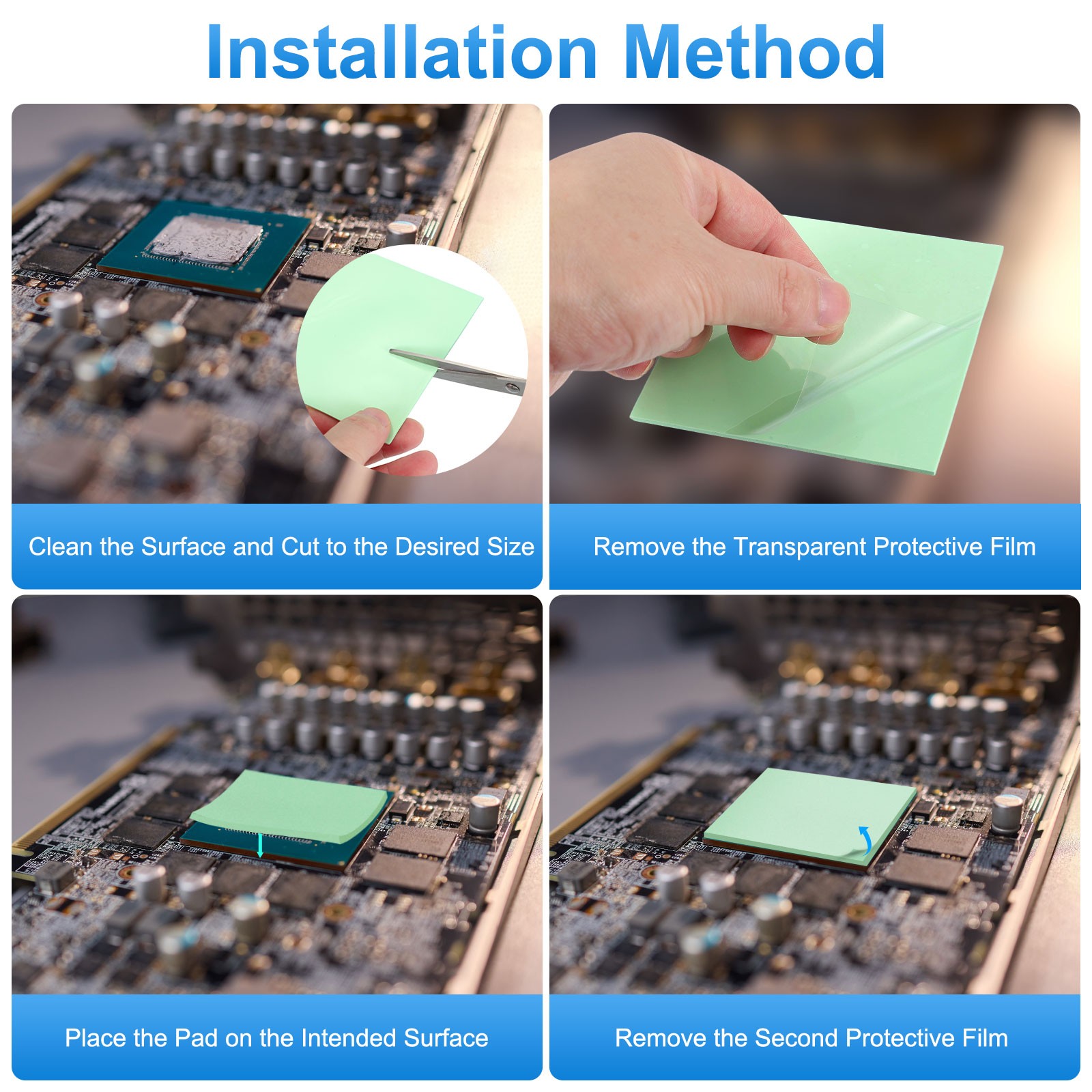 2 Pcs Thermal Pads 100x100x2mm for CPU GPU M.2 SSD NVMe Green