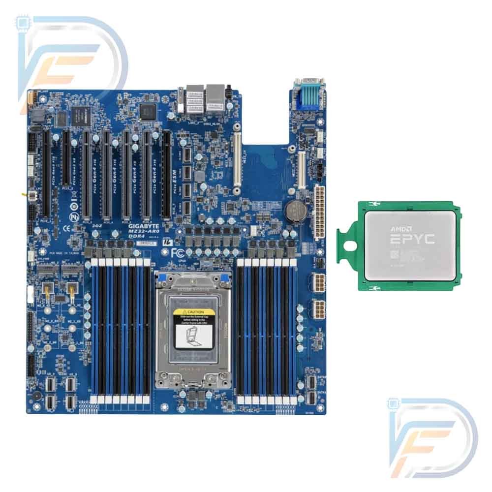 AMD EPYC 7532 32C 64T CPU + Gigabyte MZ32-AR0 SP3 Motherboard 280W DDR4 PCIe 4.0