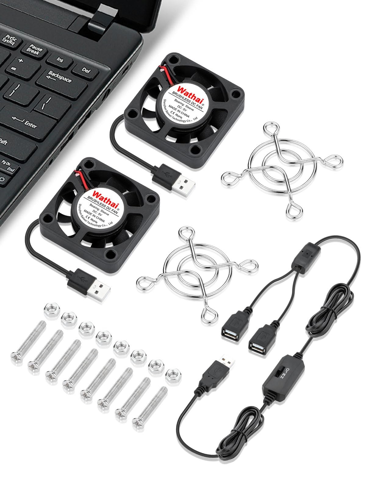 2Pack 40mm x 10mm Mini USB Fan with Speed Control 5V Small Computer USB Fans …