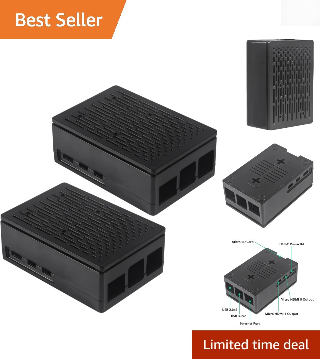 2 Pack Raspberry Pi 5 Cases – Custom Fit with Cooling Fan & Screen Compatibility