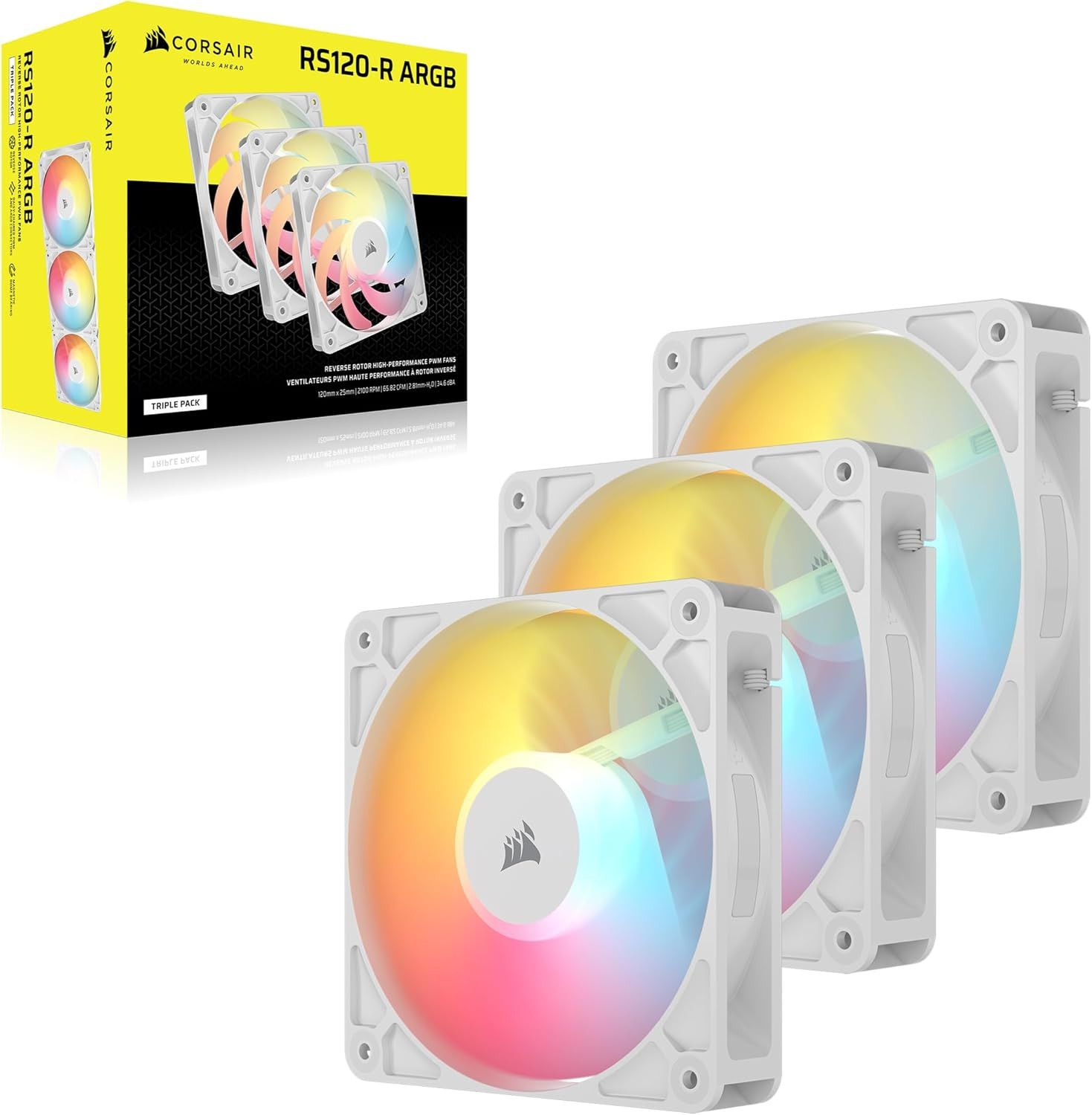 RS120-R ARGB 120Mm PWM ARGB Reverse Fans – Reverse Rotor, +5V ARGB Connections,