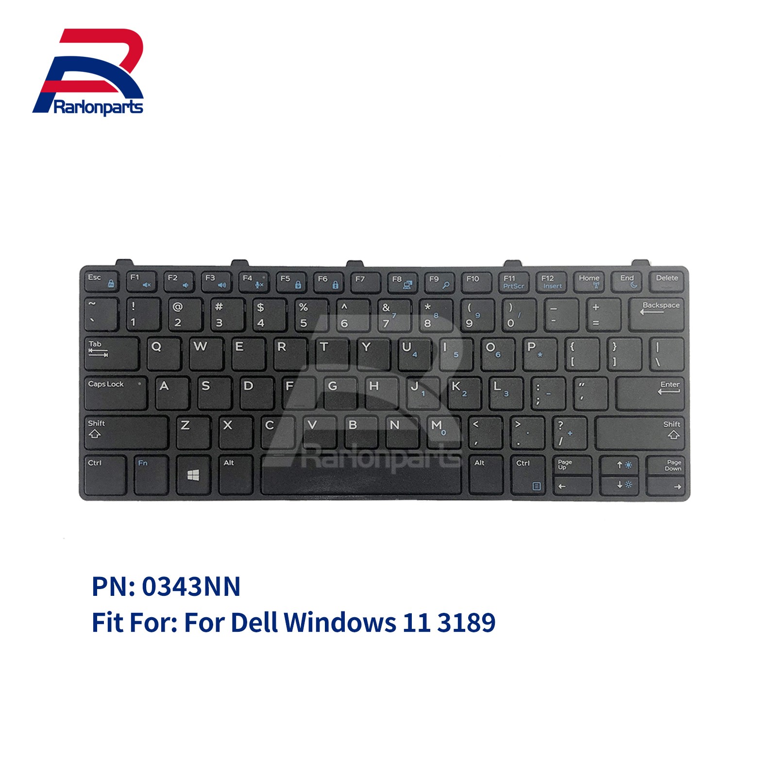 New For Dell Latitude 3180 3189 3190 3380 Laptop Non-Backlit US Keyboard 343NN
