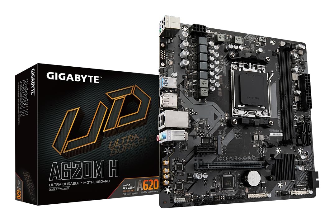 A620M H Motherboard – Supports AMD Ryzen 8000 CPUs, 5+2+2 Phases Digital VRM,…