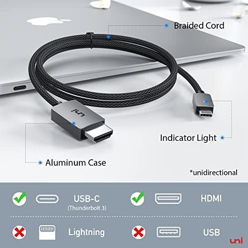 USB C to HDMI Cable, [4K, High-Speed] USB Type C to HDMI Cable 6FT Grey 1 Pack