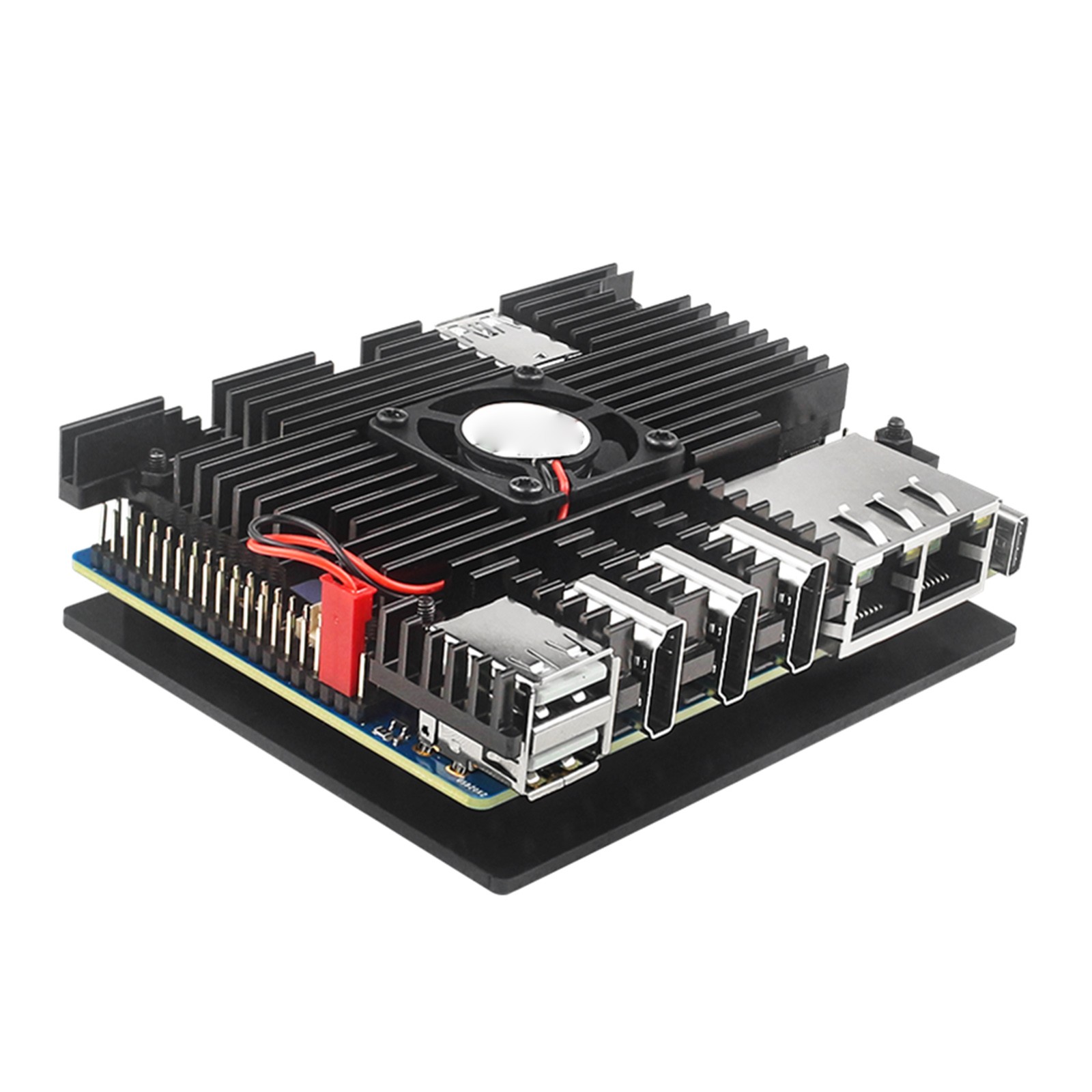 Aluminum Alloy Housing Case Shell with Cooling Fan&Heatsink For Orange Pi 5 Plus
