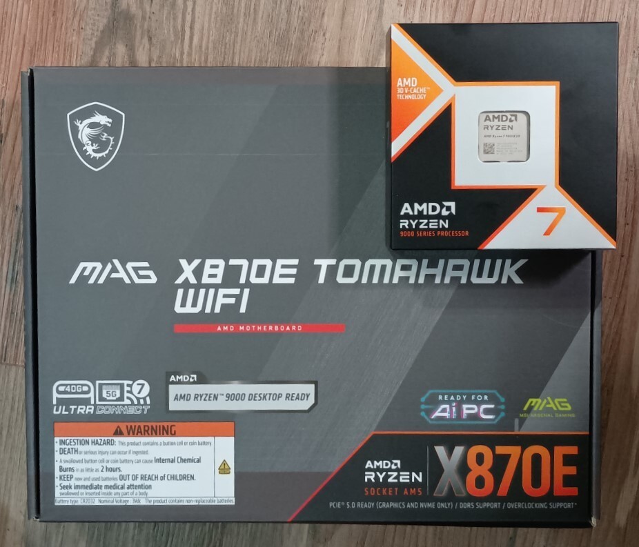 ⚡ AMD Ryzen 7 9800X3D 8-Core AM5 CPU ⚡ MSI X870E MAG Tomahawk Wi-Fi Motherboard