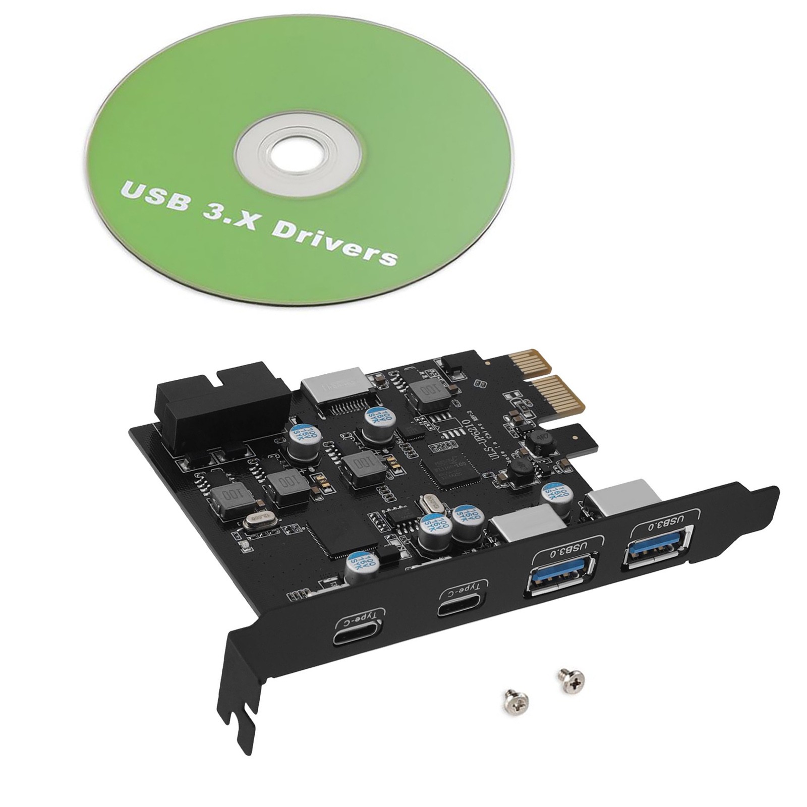 1PC 4-Port USB-C/A Expansion Card PCIe X1/X4/X8/X16 5Gbps Transfer Plug-N-Play