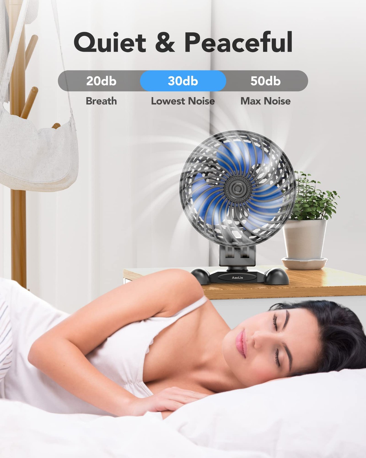 USB Desktop Small Fan, Stepless Speed Adjustment with Desk Black Blue