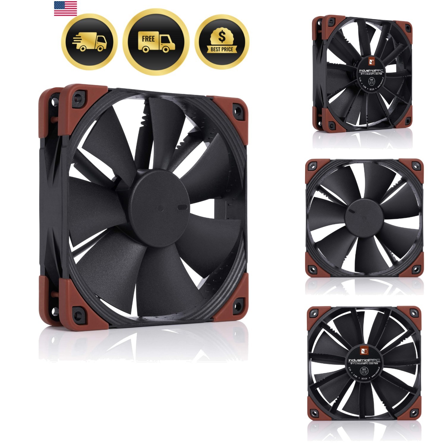 Heavy Duty Cooling Fan, 4-Pin, 3000 RPM 120mm, Black