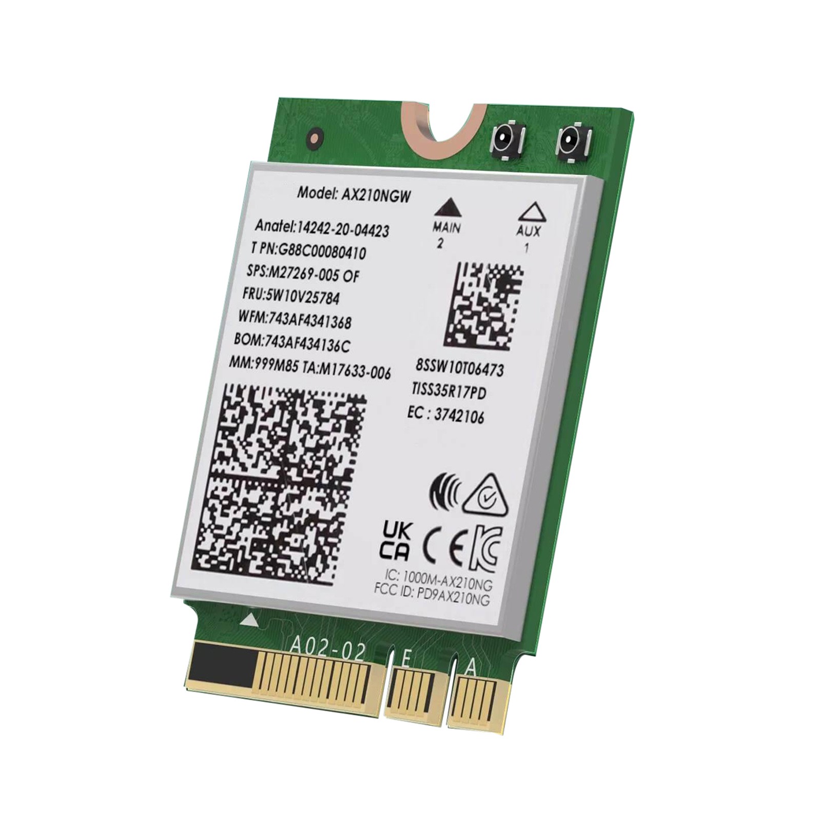 1* WiFi 6E AX5400 M.2 Module With NGFF/M.2 Connector For Intel AX210NGW