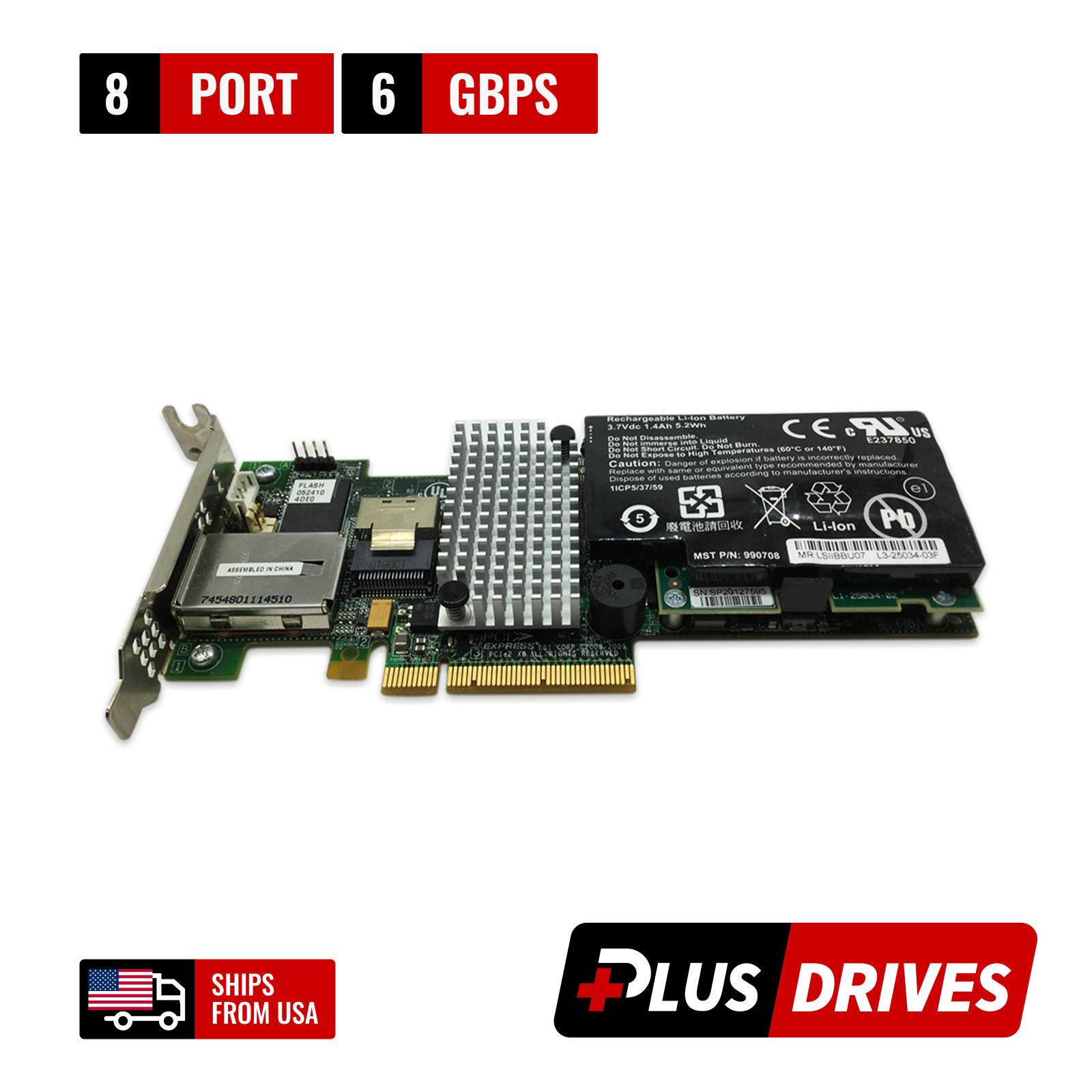 LSI 9750-4i4e 8-Port 6Gbps SAS/SATA PCIe 2.0 RAID Controller Low Bracket w/ BBU