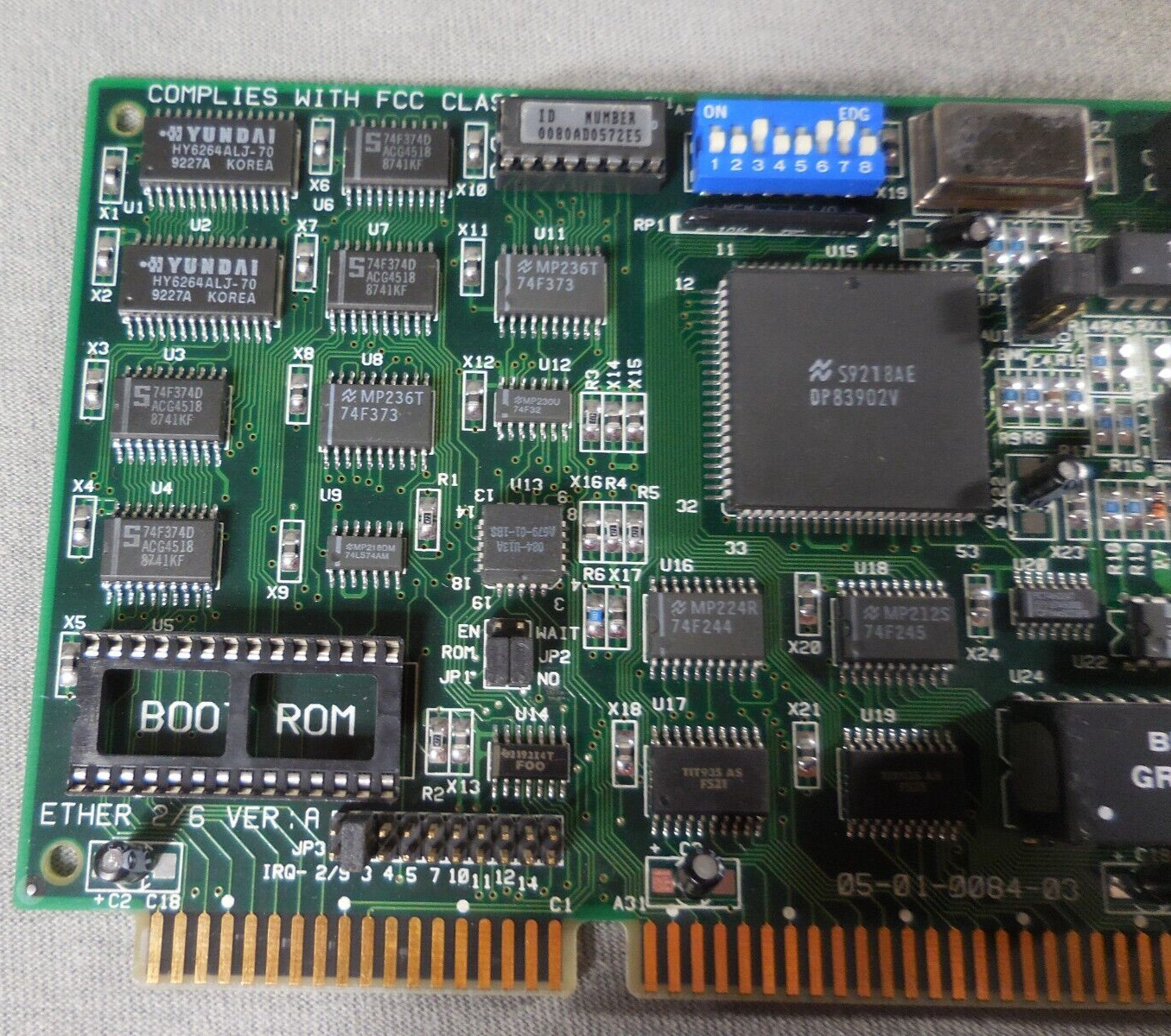 Vintage Ether 2/6 Ethernet Card with BNC Coaxial Connector RJ45 DB15