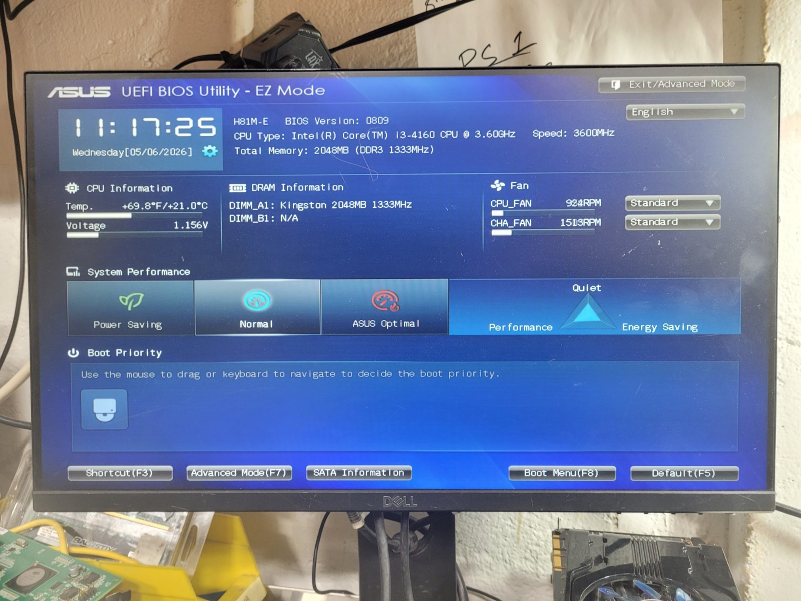 Asus H81M-E Motherboard w/Core i3-4160, 2GB RAM, IO Shield #1252