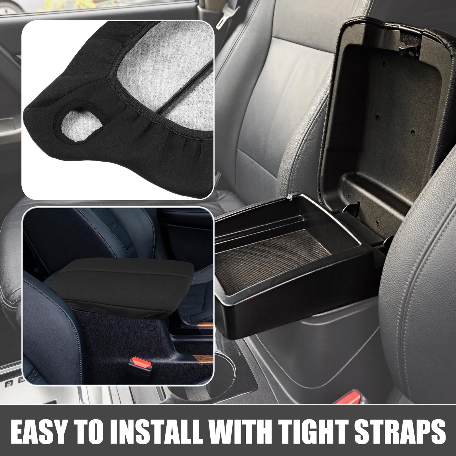 A ABSOPRO Car Center Console Seat Armrest Cover Interior 13.39″x8.07″, Black