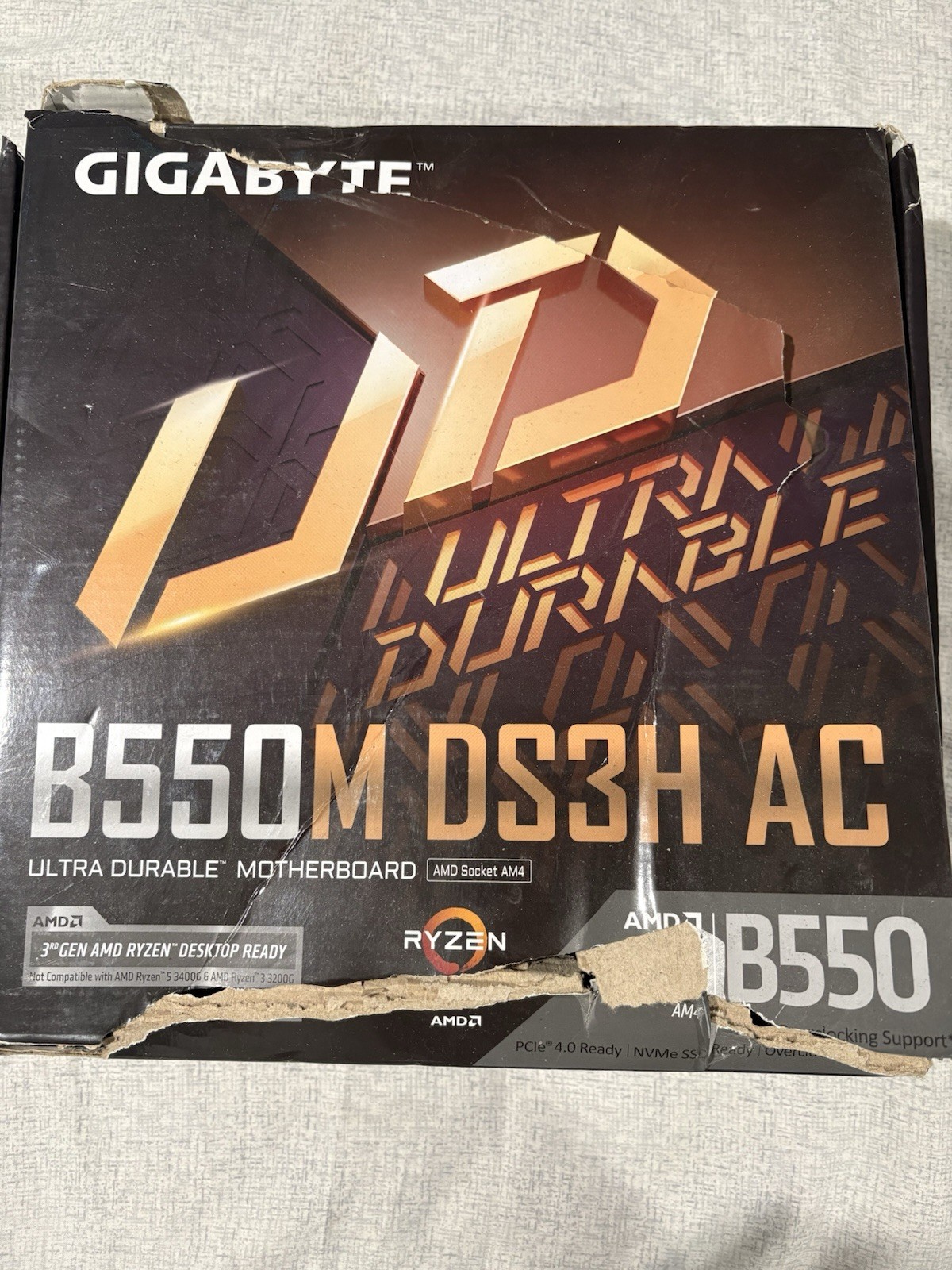 Gigabyte B550M DS3H AC AMD Socket AM4 Motherboard for Ryzen. NOT USED. HIGH TECH