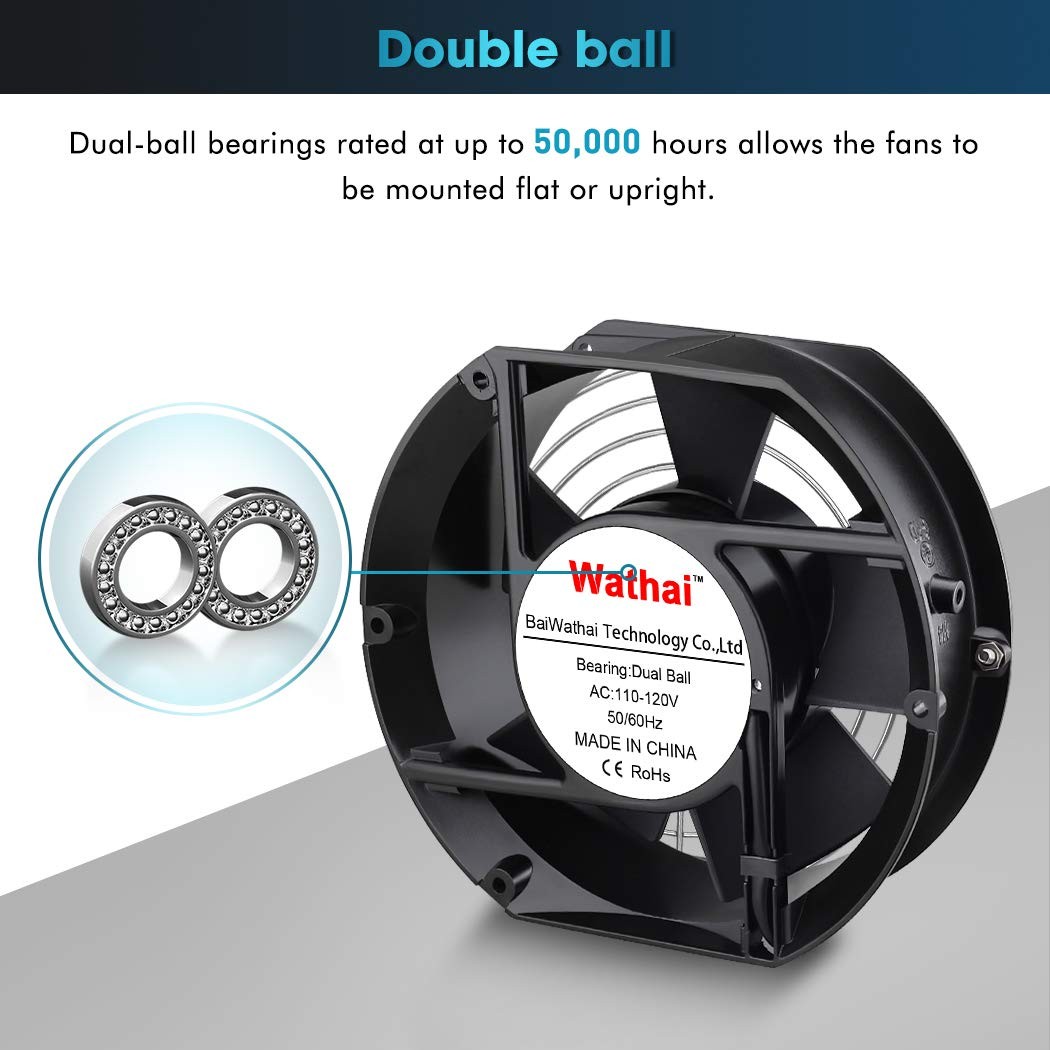 AC 110V 120V Axial Fan Big Airflow High Speed Dual Ball 172mm x 150mm x 51mm …