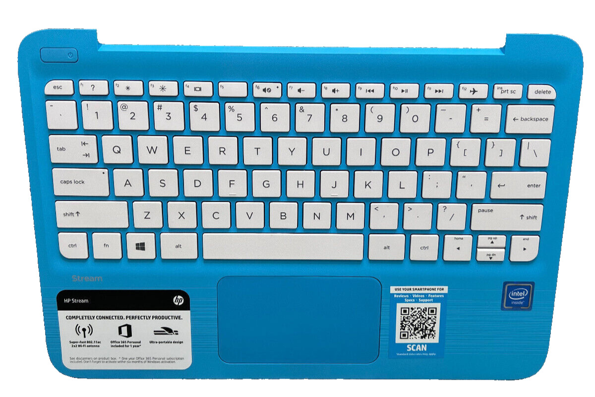 HP 11-Y010NR PALMREST WITH KEYBOARD AQUA BLUE 3CY0HKA03Z 902956-001 Grade A