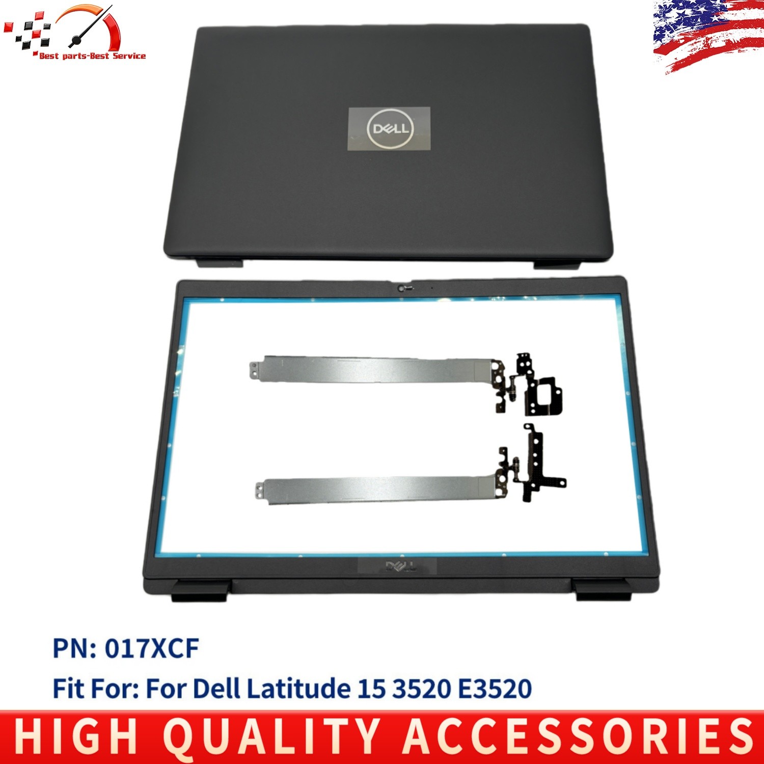 New Bezel+Hinges+Back Cover For Dell Latitude 15 3520 E3520 017XCF 0WXN5F 04Y37V