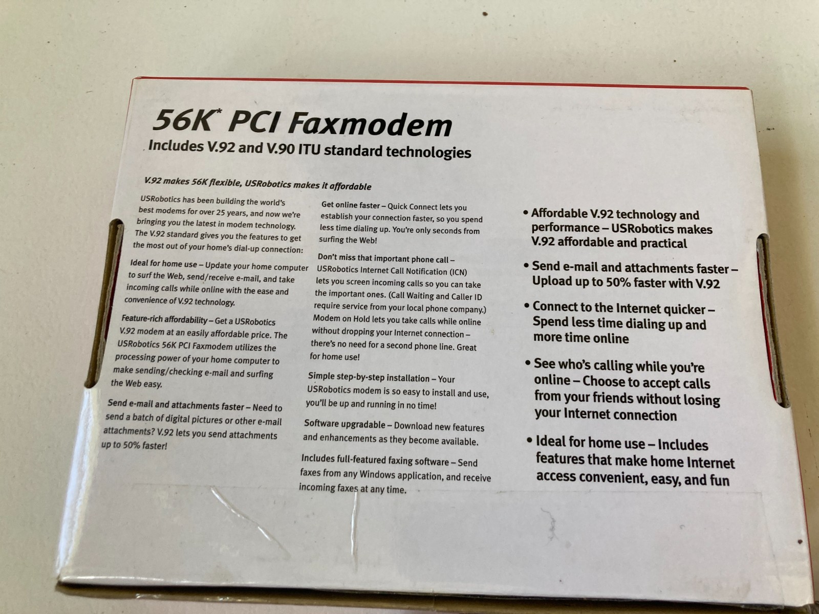 US Robotics 56K PCI Faxmodem V.92 & V.90 ITU Standard 5670