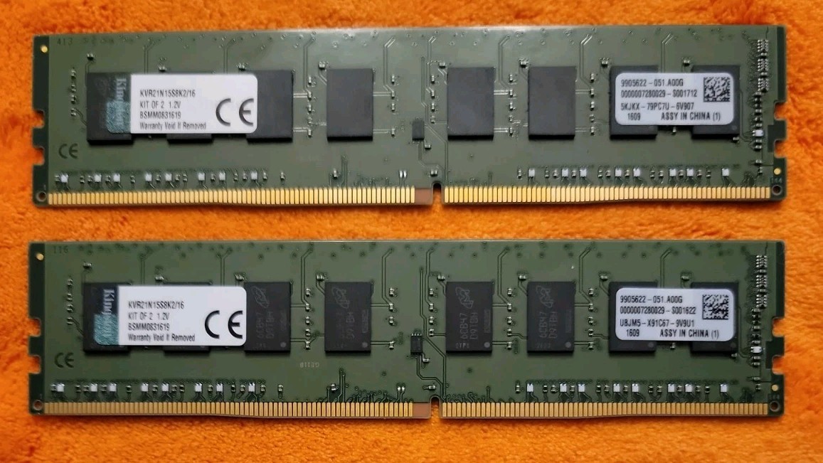 Kingston 16GB (2x8GB kit) DDR4 2133 PC4 Desktop Memory Model KVR21N15S8K2/16