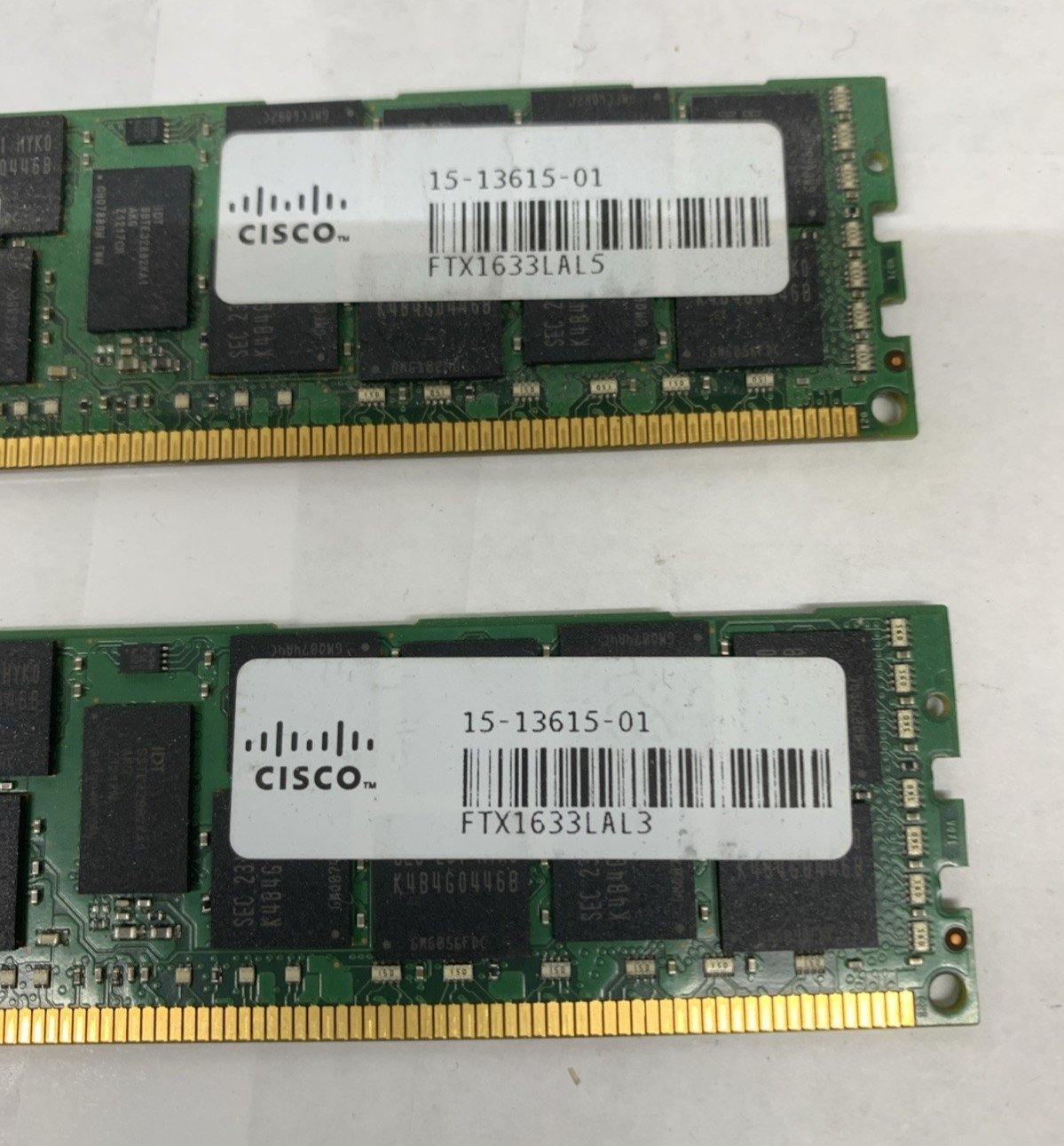 Lot of 2 Samsung 16GB M393B2G70BH0-YK0 server memory modules PC3-12800R