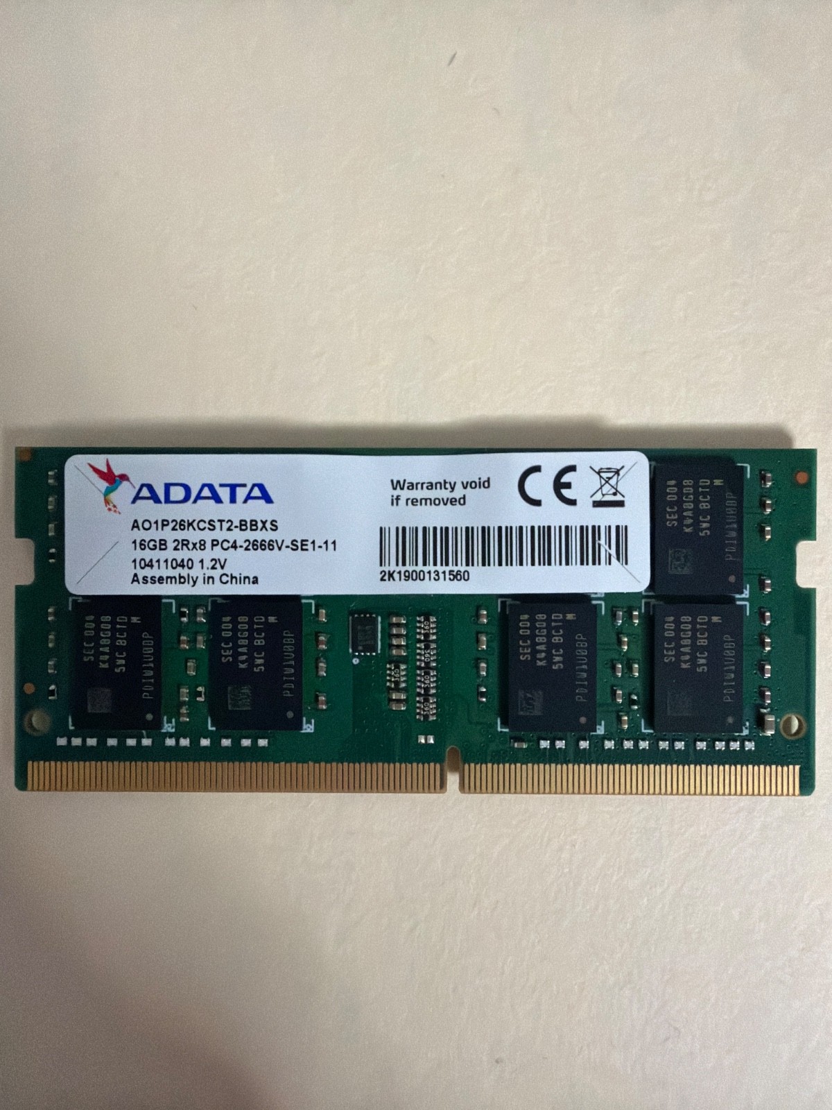 ADATA 16GB 2Rx8 PC4-2666V-SE1-11 Laptop Ram / SO-DIMM Memory – AO1P26KCST2-BBXS
