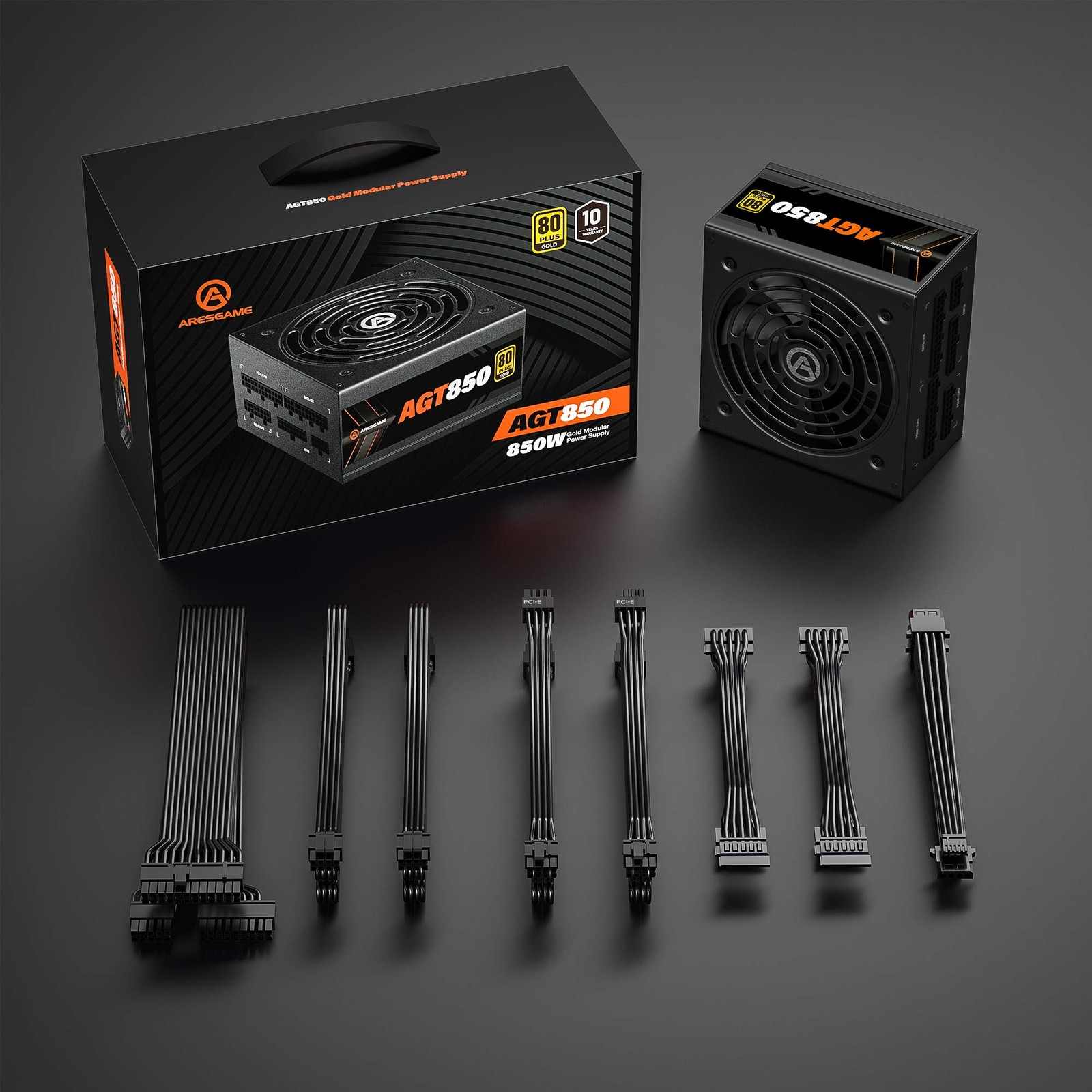 ARESGAME AGT Series 850W Power Supply, 80+ Gold Certified, Fully Modular, FDB…