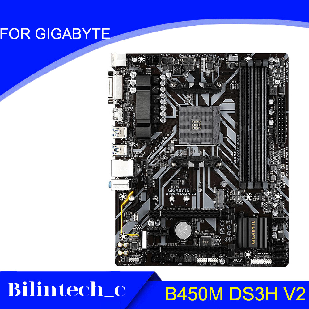 FOR GIGABYTE B450M DS3H V2 64GB HDMI AMD AM4 DDR4 Motherbroad Test ok