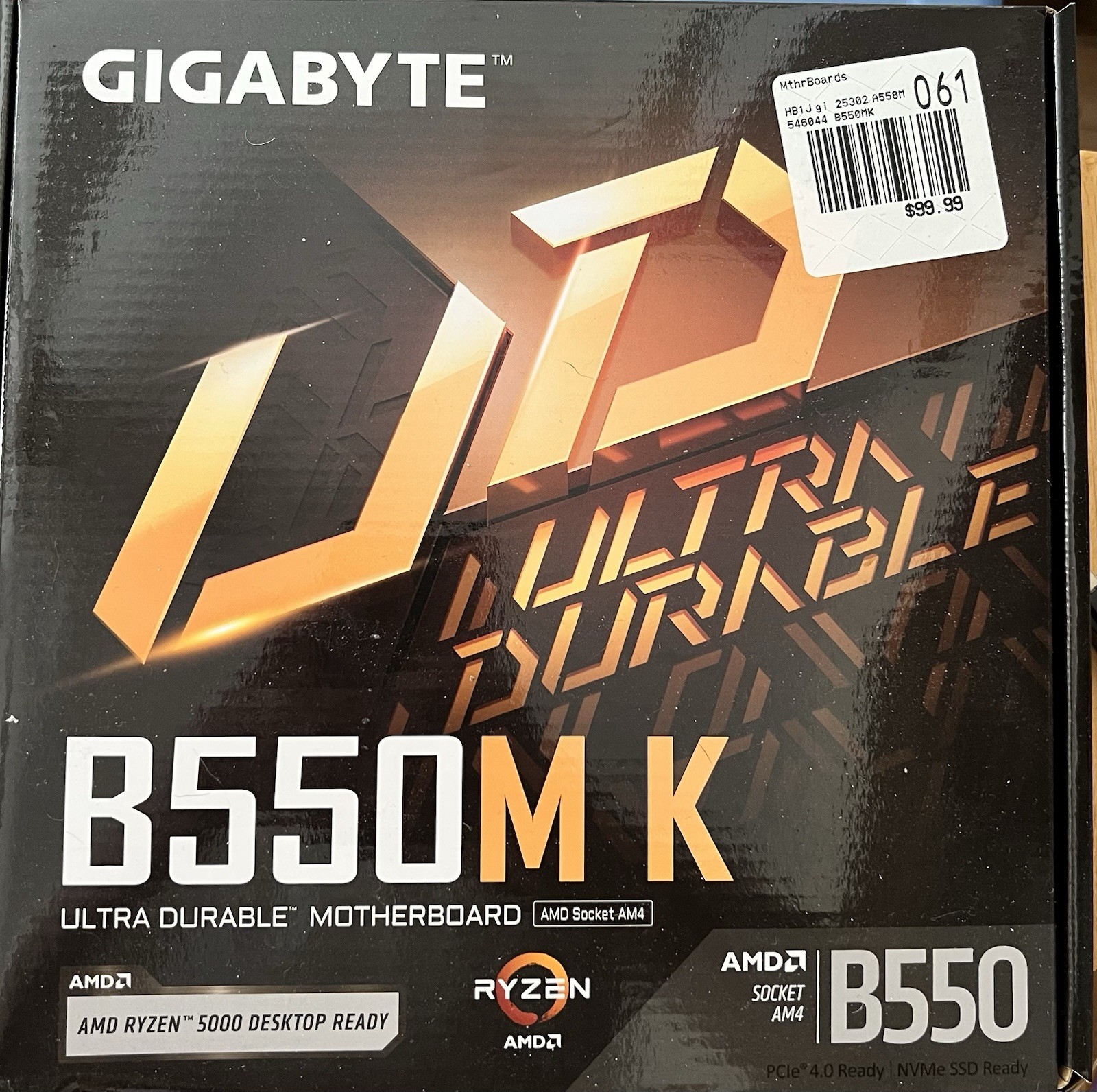 *BOX ONLY* GIGABYTE B550M K AM4, Micro-ATX AMD Motherboard box