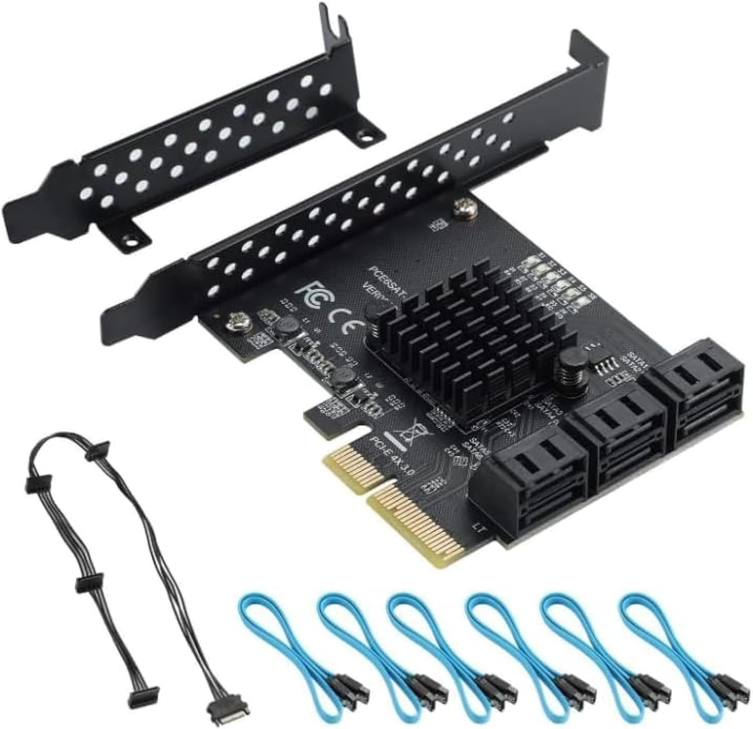 6-Port PCI-E SATA Controller w/ 6 SATA Cables