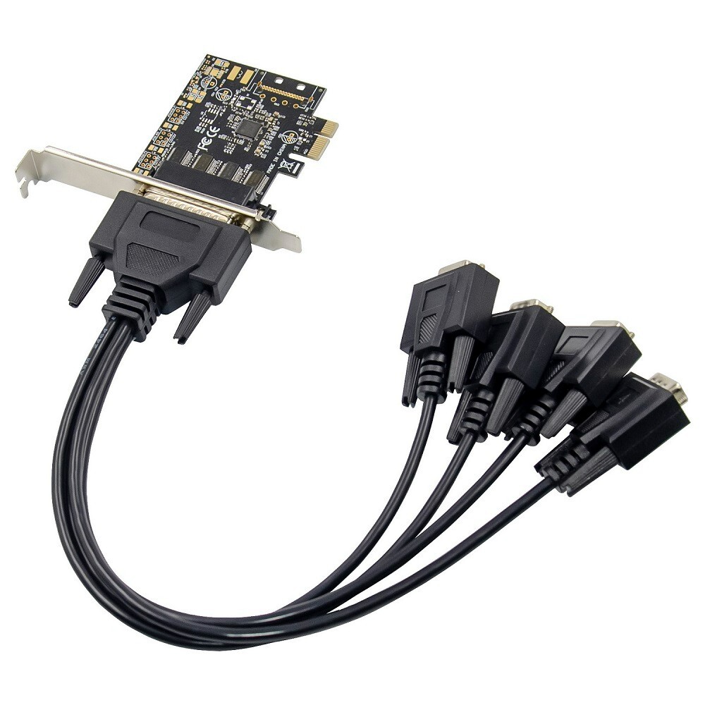 X-MEDIA XM-PEX-4S 4-Port DB9 RS232 Serial PCI Express PCIe Card w/Breakout Cable