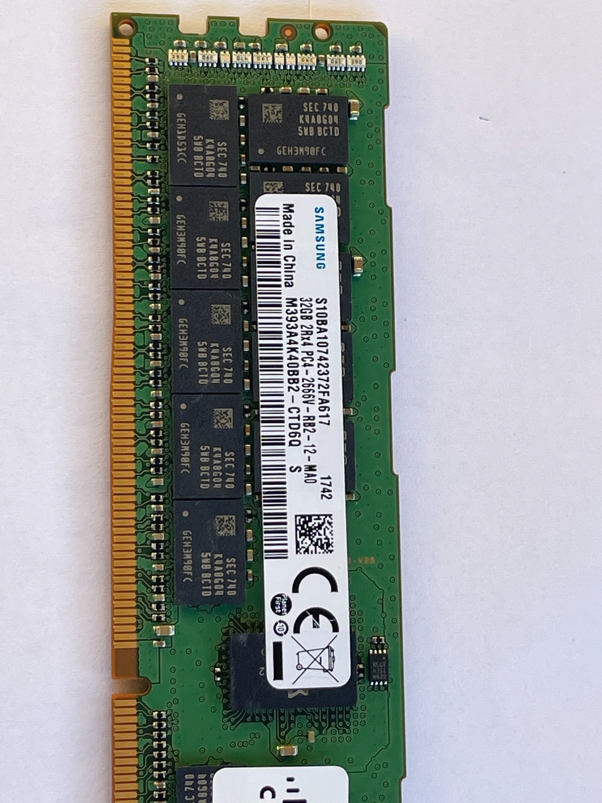 Samsung 32GB 2Rx4 PC4-2666V-RB2-12-DDR4-SDRAM M393A4K0BB2- Server Memory CISCO