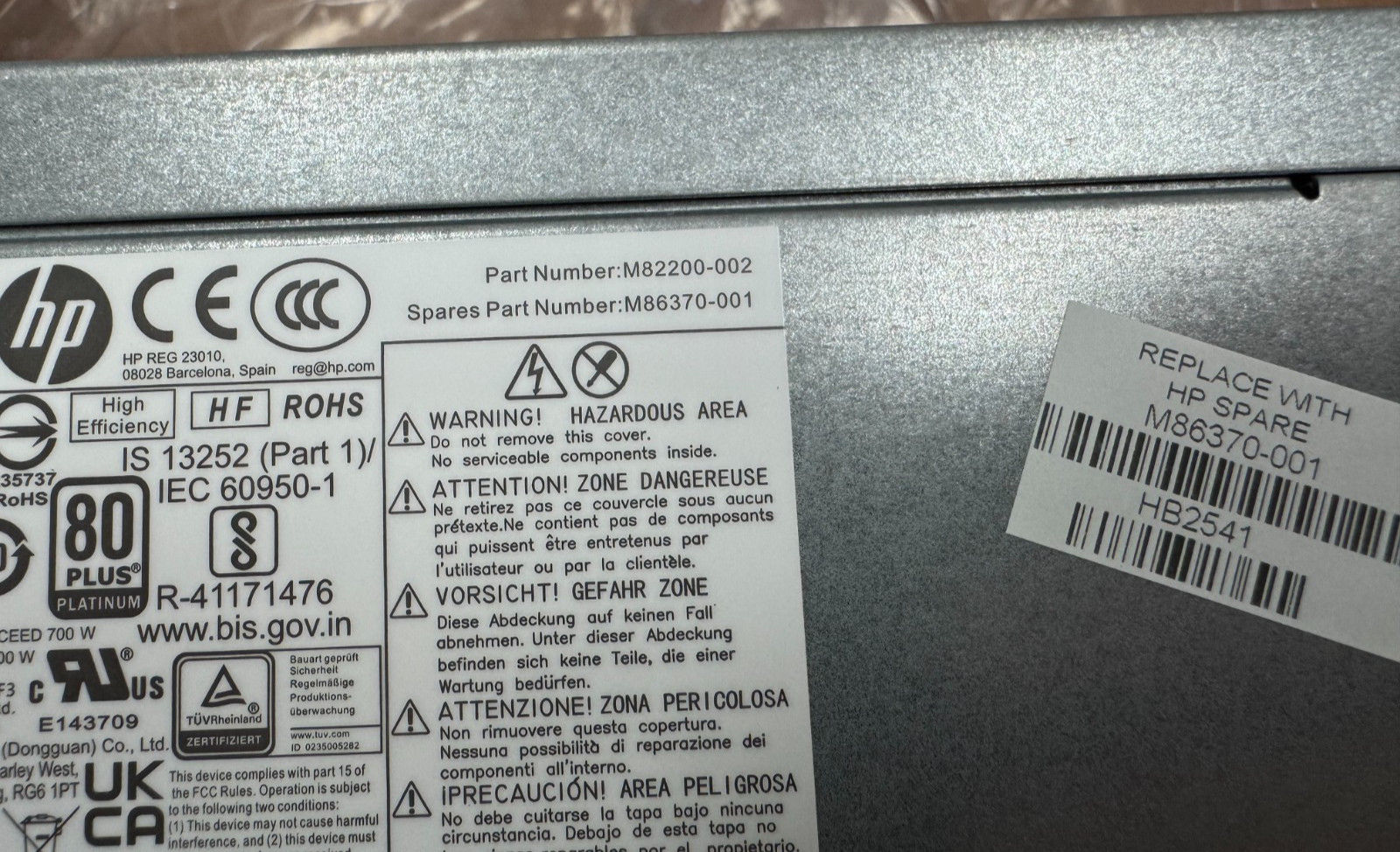 HP Z2 G9 Tower 700W 700 Watt Power Supply – M82200-002 M86370-001