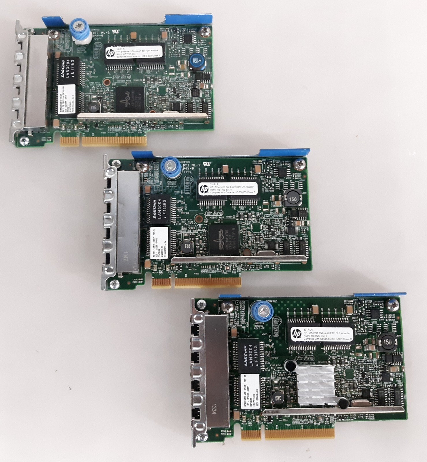 Lot of 3 HP HSTNS-BN71 331FLR Ethernet 1GB 4-Port Adapter 634025-001