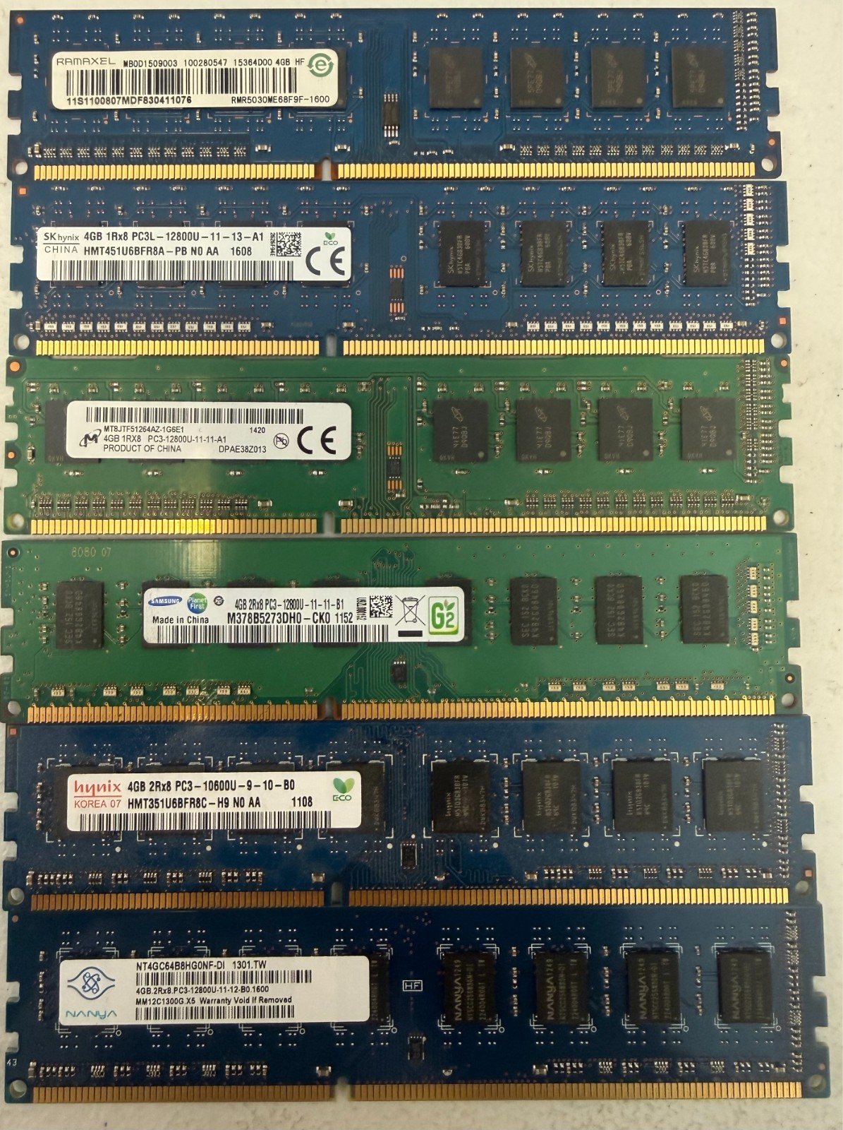 Lot of 100 4GB DDR3 UDIMM Desktop RAM Mixed Brands & Speeds