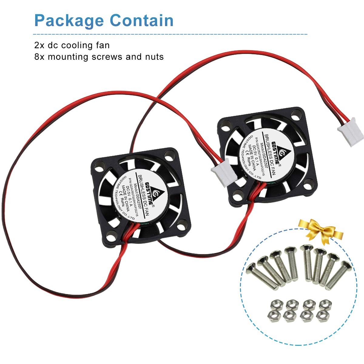 2 Pack 25mm 5V Fan – Mini 25x25x7mm 2-Pin Brushless DC Cooling Fans for Aroma…