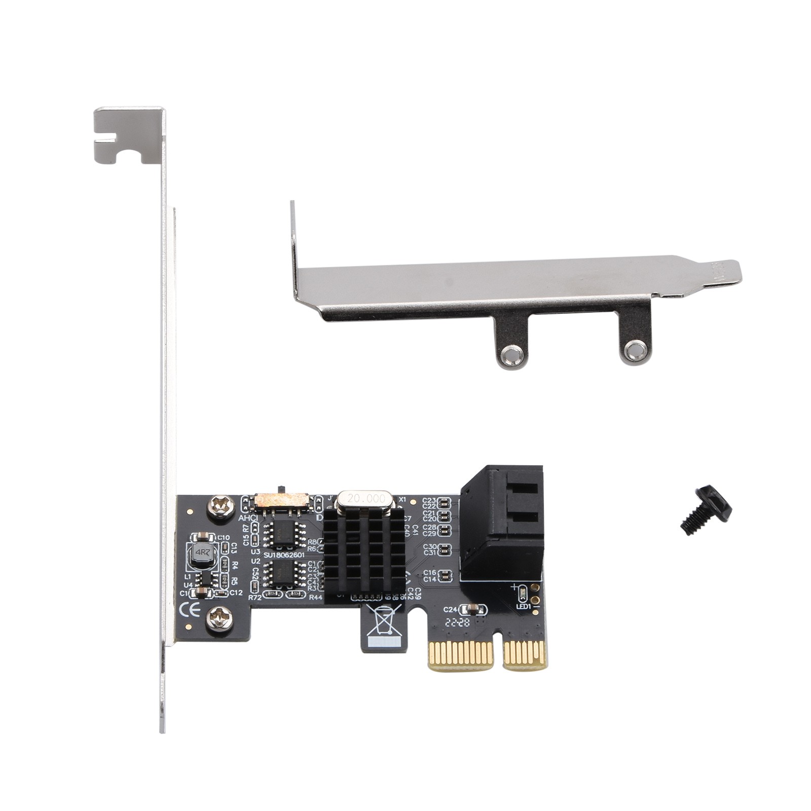 1 Pc PCIe to SATA3.0 2-Ports SATA III Expansion Controller Adapter Card 6G