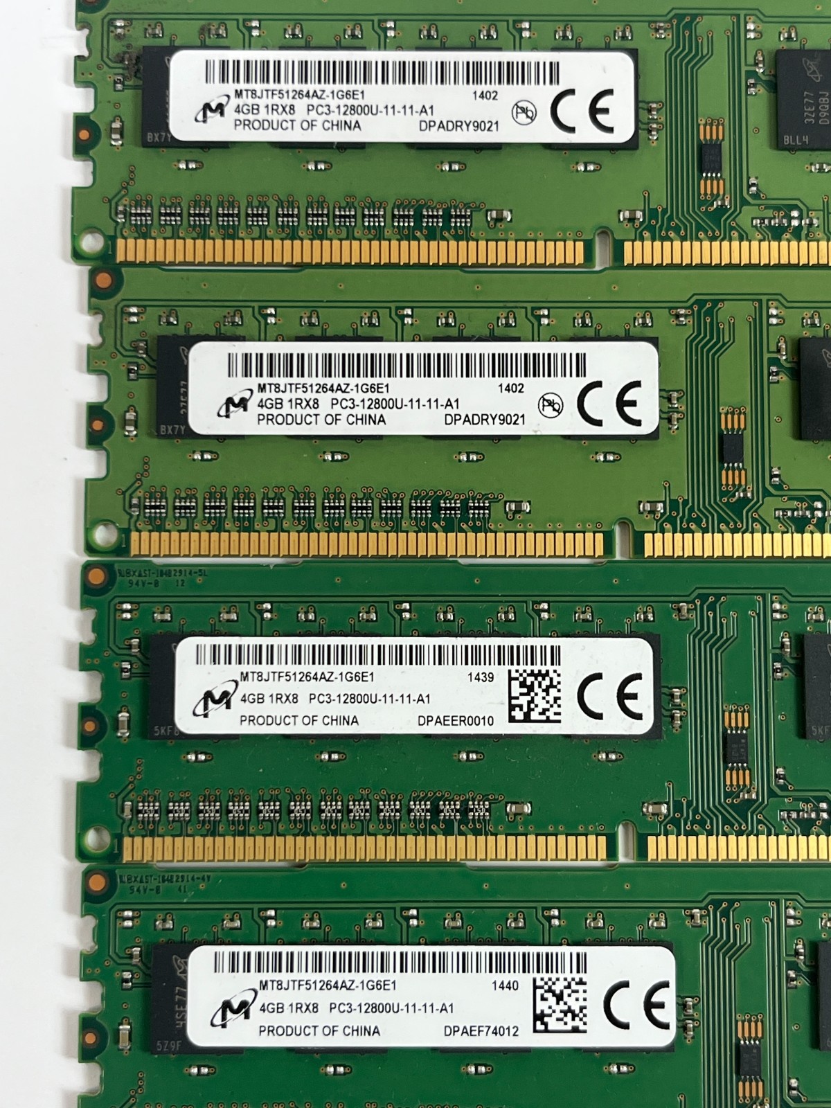 16GB Micron DDR3 RAM 4x 4GB PC3-12800U MT8JTF51264AZ-1G6E1 Desktop