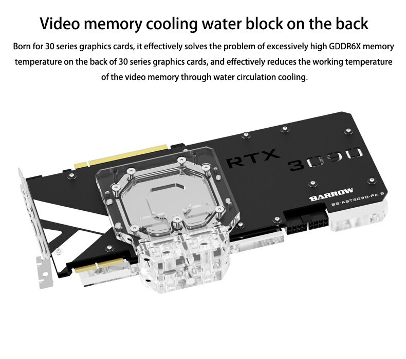 Barrow RTX 3000 Watercool GPU Backplate Sandwich Block 3080 3090