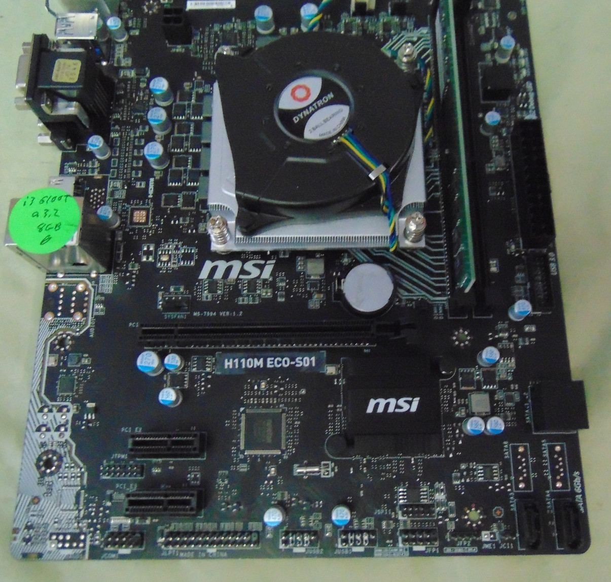 MSI H110M ECO-S01 DDR4 ATX Motherboard W/i3-6100T@3.2GHZ 8GB Memory