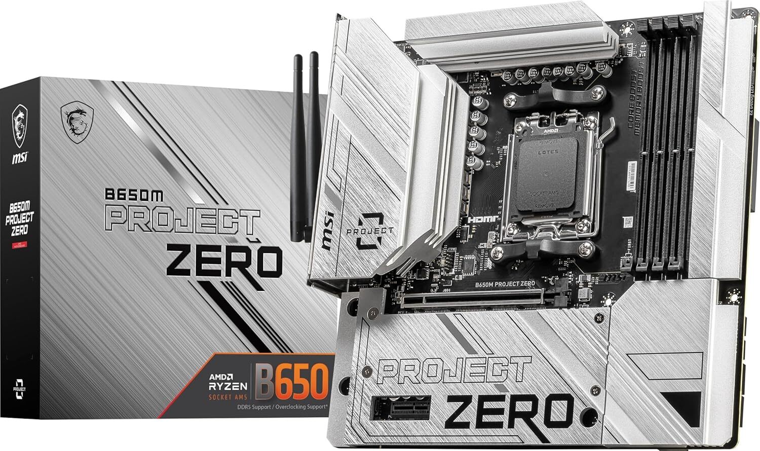 (Factory Refurbished) MSI B650M PROJECT ZERO AM5 AMD DDR5 Micro ATX Motherboard