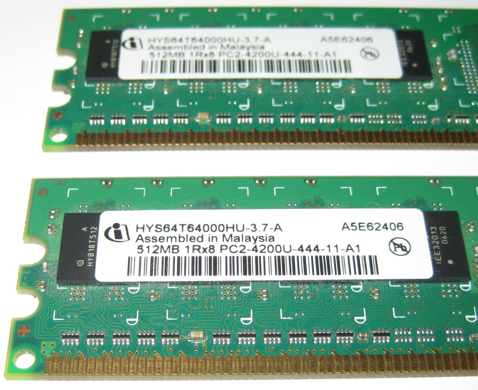 2 X Infineon 512 MB DDR2 533 MHz RAM Module – PC2 4200 – 240 Pin – Non-ECC