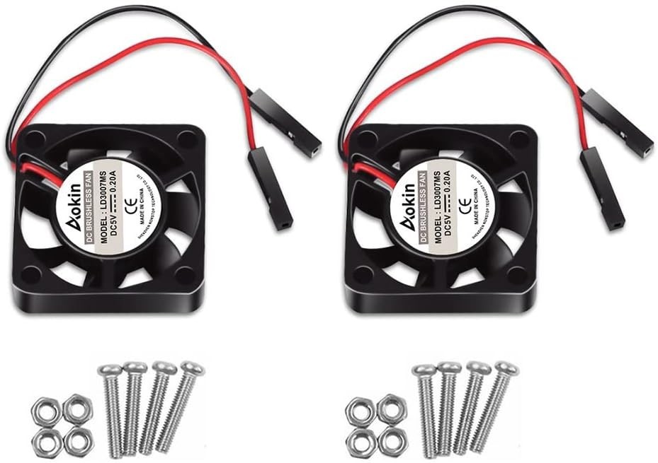 2Pcs 30mm Cooling Fan for Raspberry Pi, Low Noise and High Speed Performance