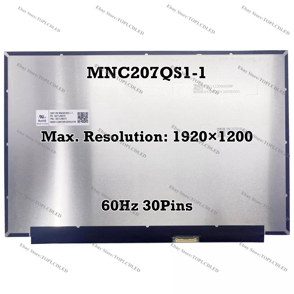 MNC207QS1-1 12.2 inch 50% NTSC 60Hz IPS 30 Pins LCD Screen Display Panel WUXGA