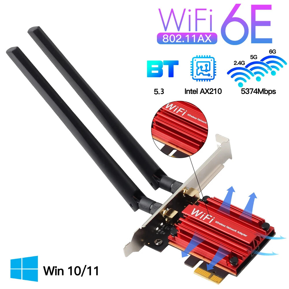 PCIe Wifi Adapter AX210 Wireless Network Card AXE3000 MU-MIMO 802.11ax