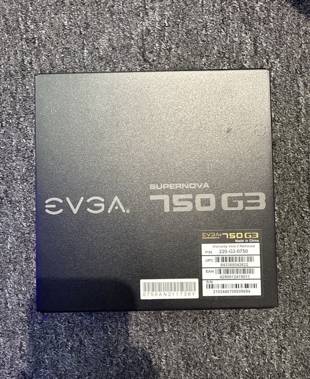 EVGA SuperNOVA G3 750W 80+ Gold Working & Tested Only Power Supply