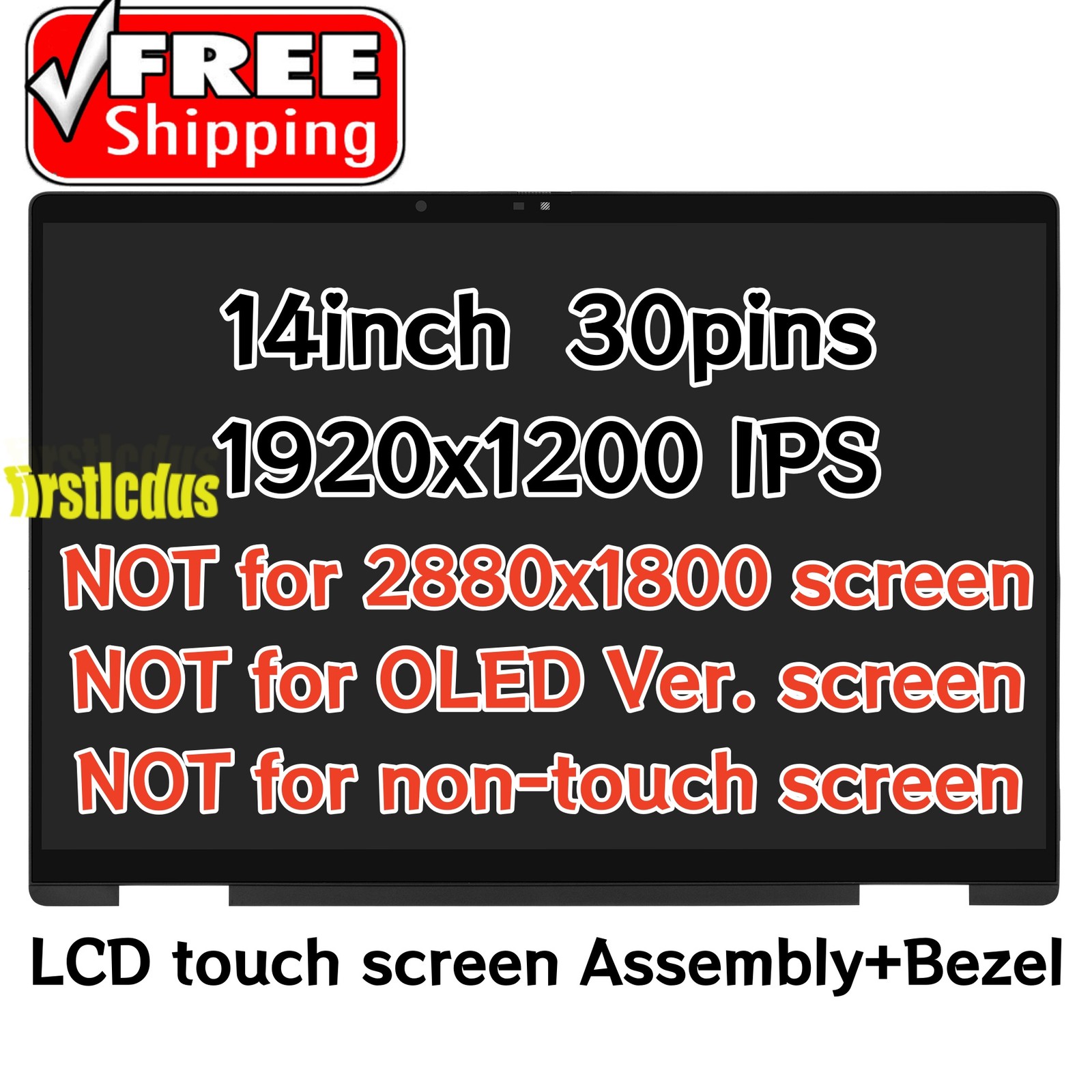 14″ for HP Envy x360 2-in-1 14-fa0023dx WUXGA LCD Touch Screen Display Assembly